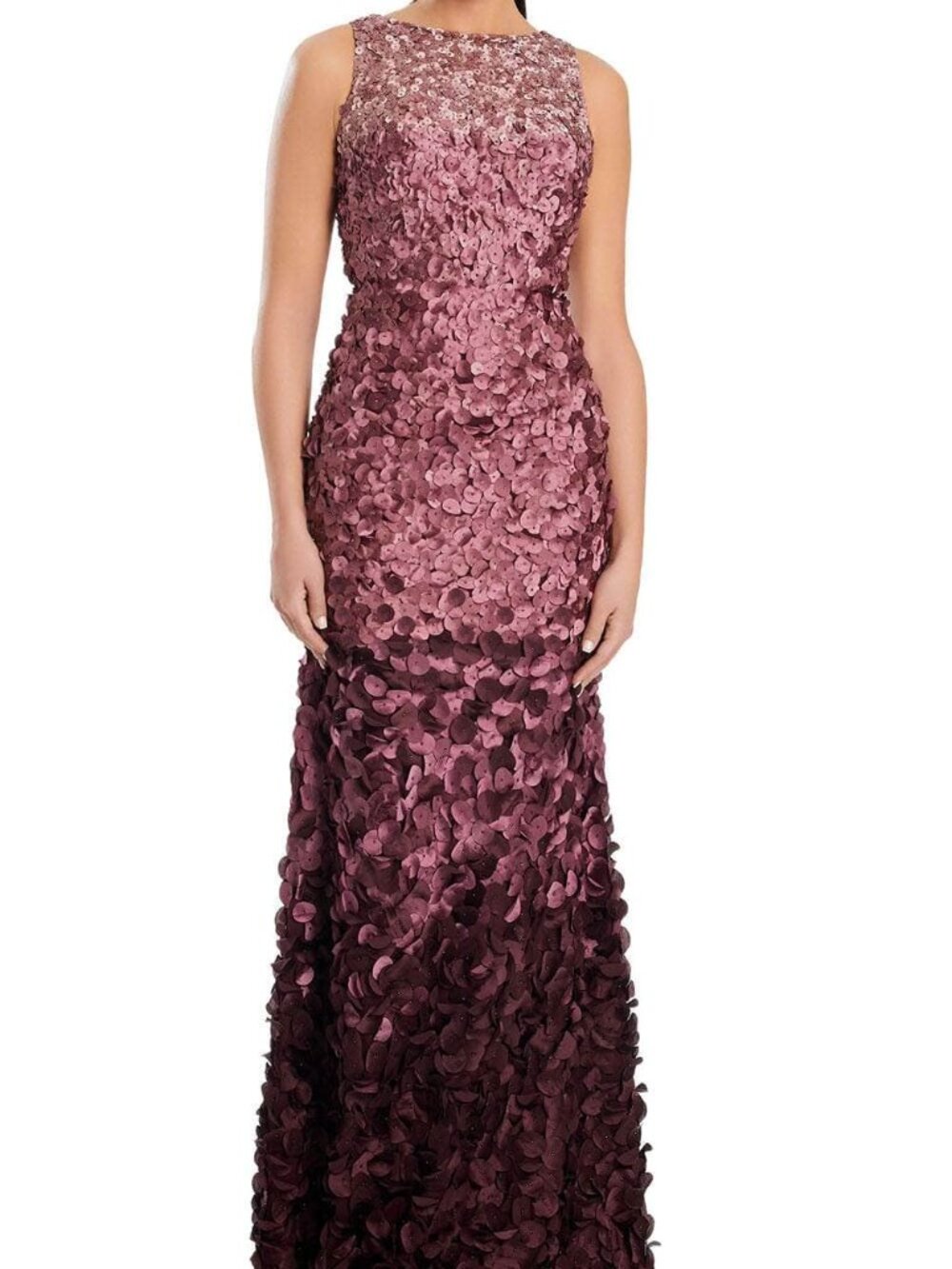 NWT Alexander by Daymor 3062S25 Jewel Neckline Formal Gown Wine Multi size 6
